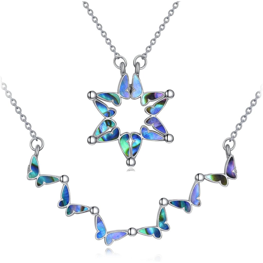 Sterling Silver Star Of David Butterfly Necklace 18mm Pendant For Women